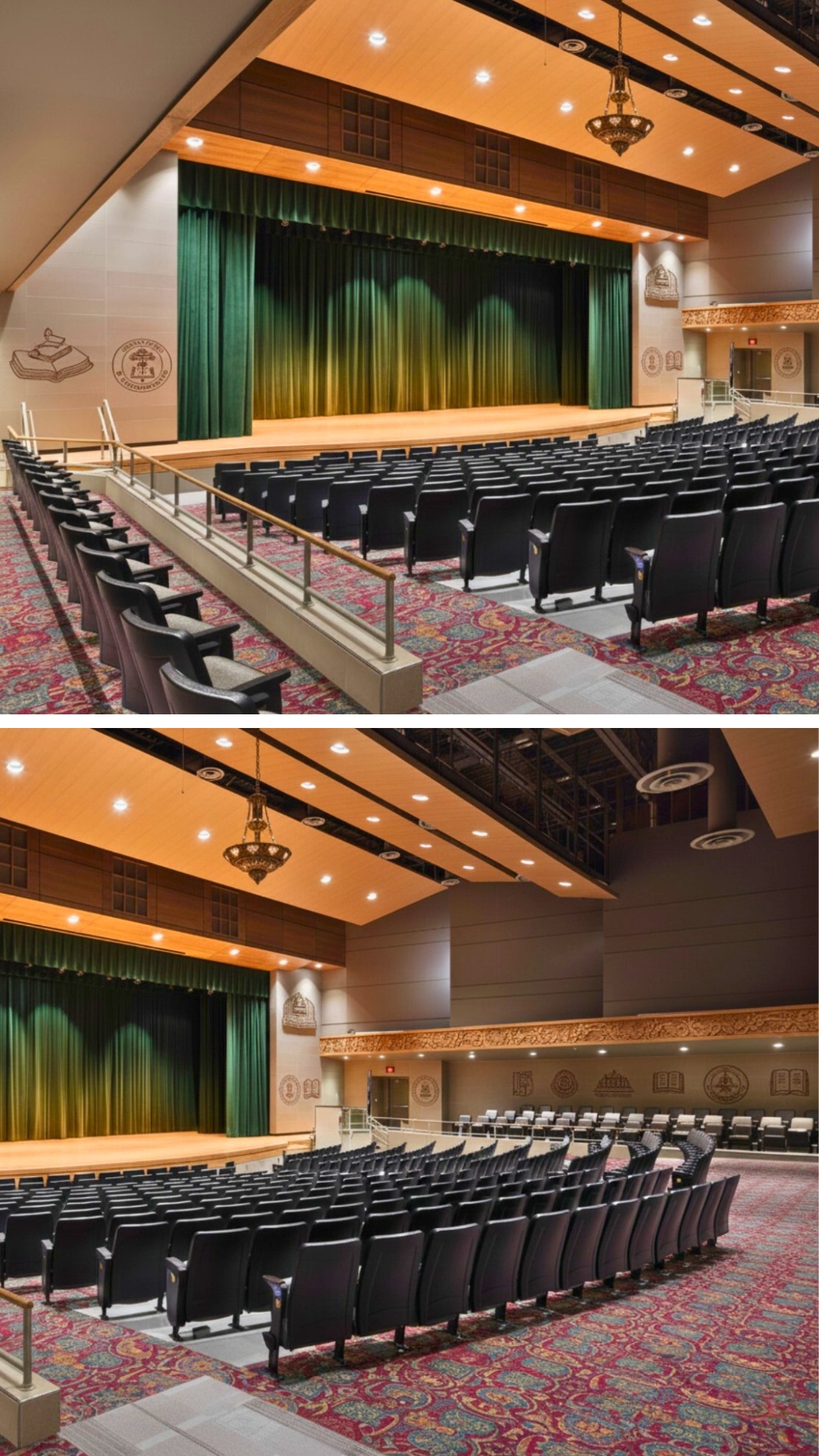 Traditional carpet installation at a large auditorium in Bengaluru by MR Enterprises Panipat