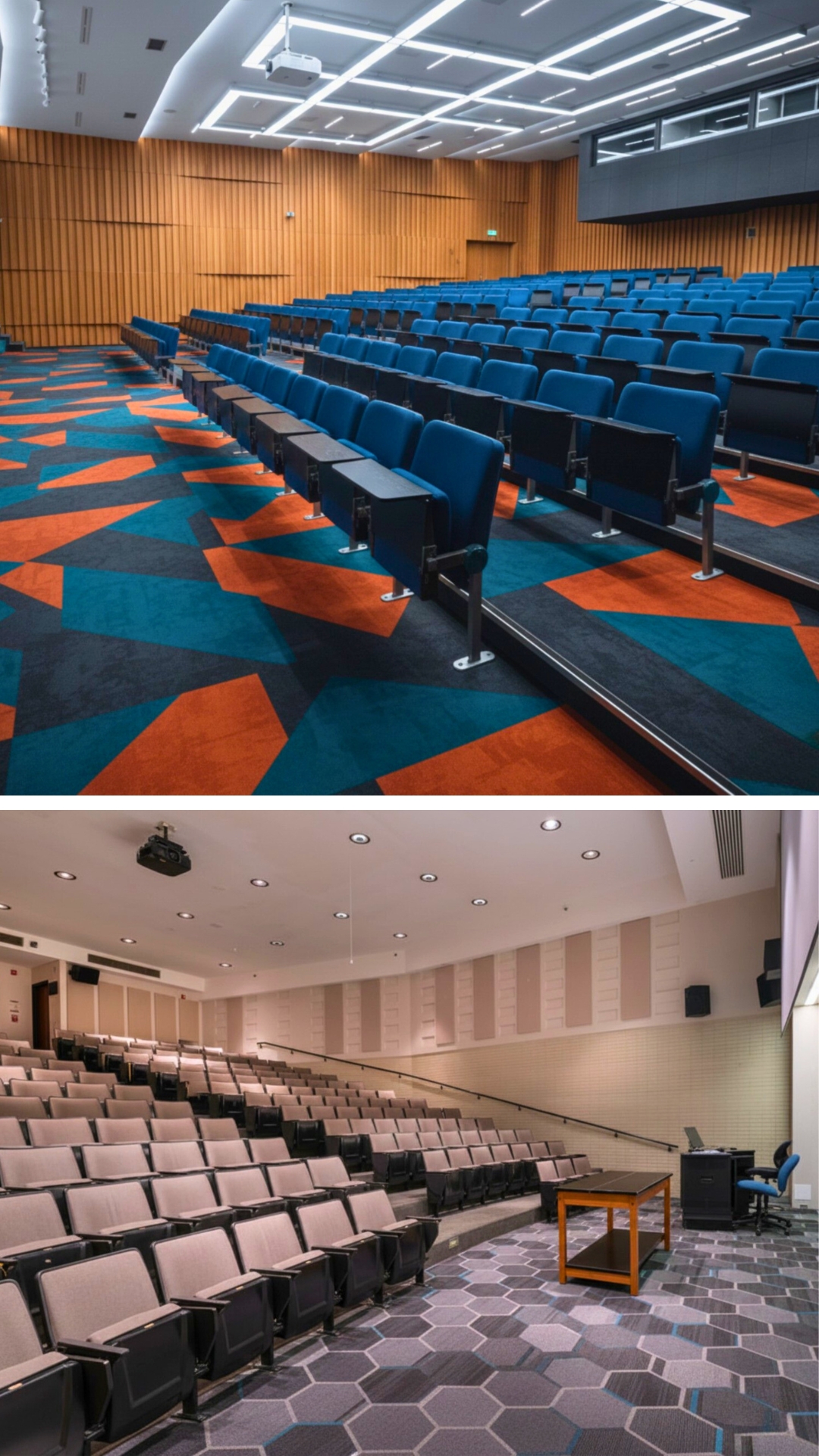 Wall-to-wall carpet installation at a university auditorium in Pune by MR Enterprises