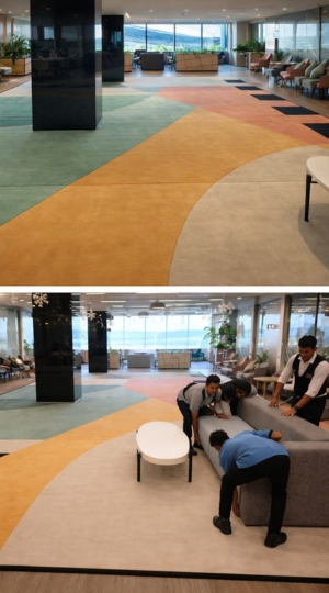 Commercial carpet tiles installation modern office lobby by MR Enterprises Panipat India