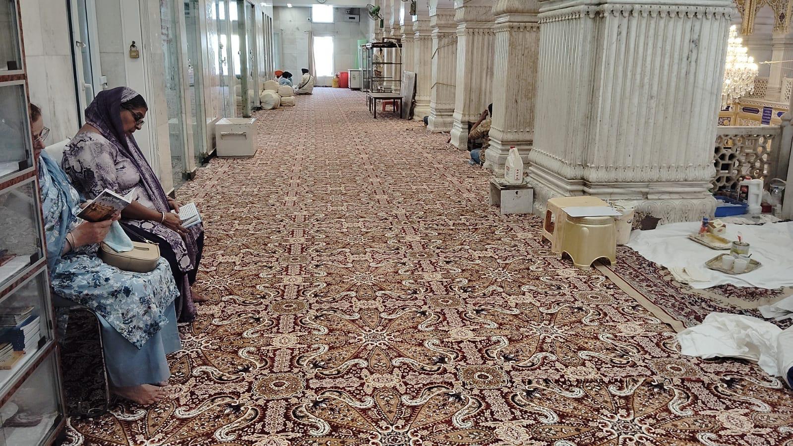 Dargah Corridor Dark Red Floral PP Carpet Installation MR Enterprises Panipat