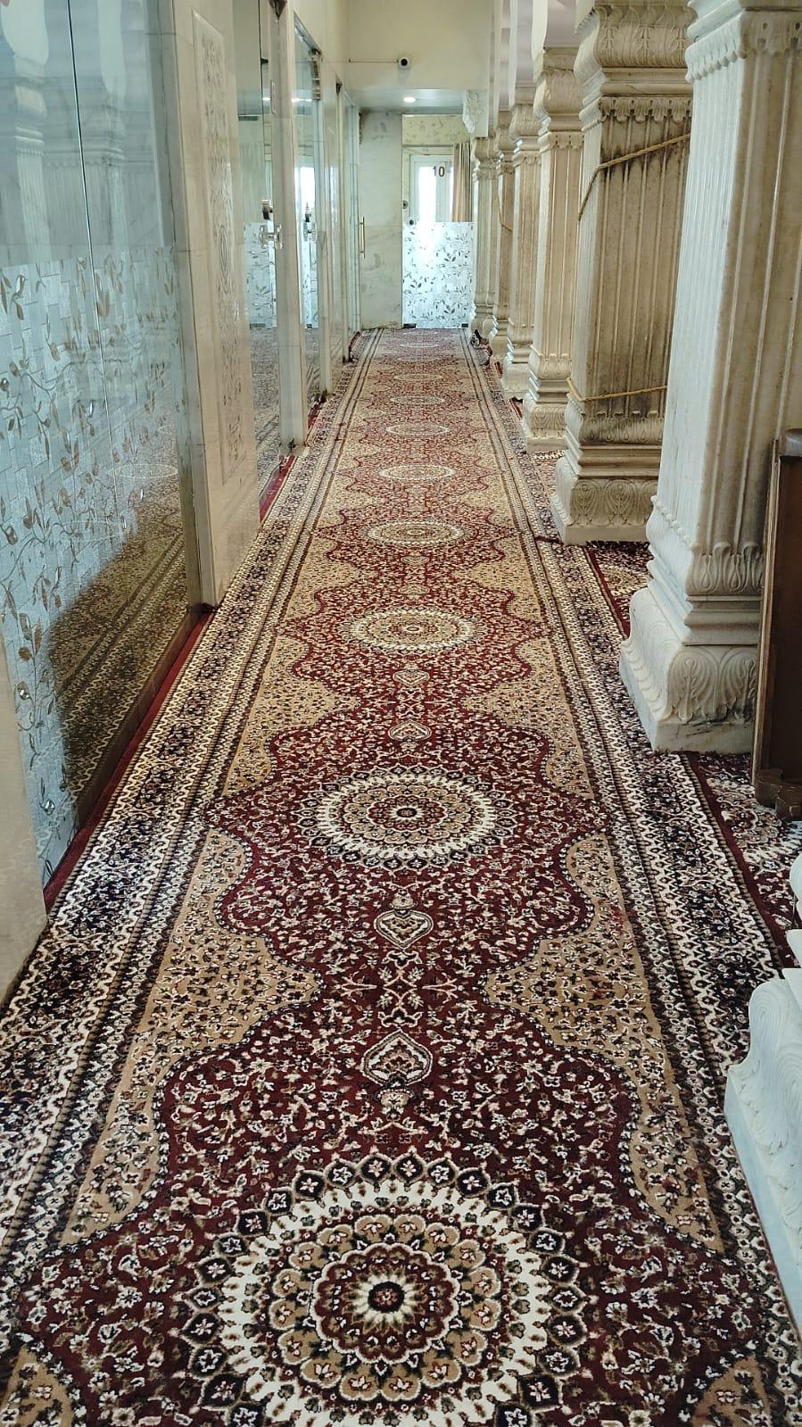 Dargah Long Corridor Dark Red Medallion Carpet Runner MR Enterprises Panipat